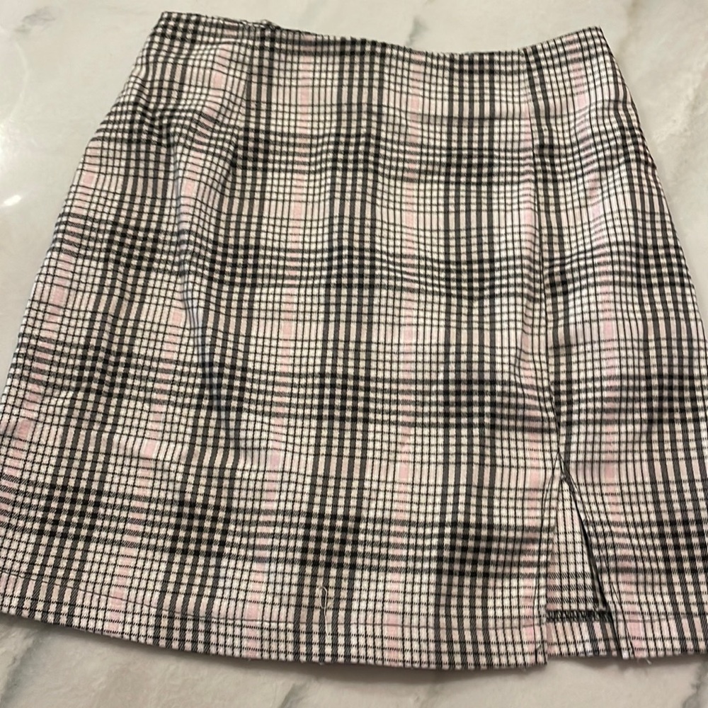 TRENDY SLIT SKIRT PLAID PATTERN